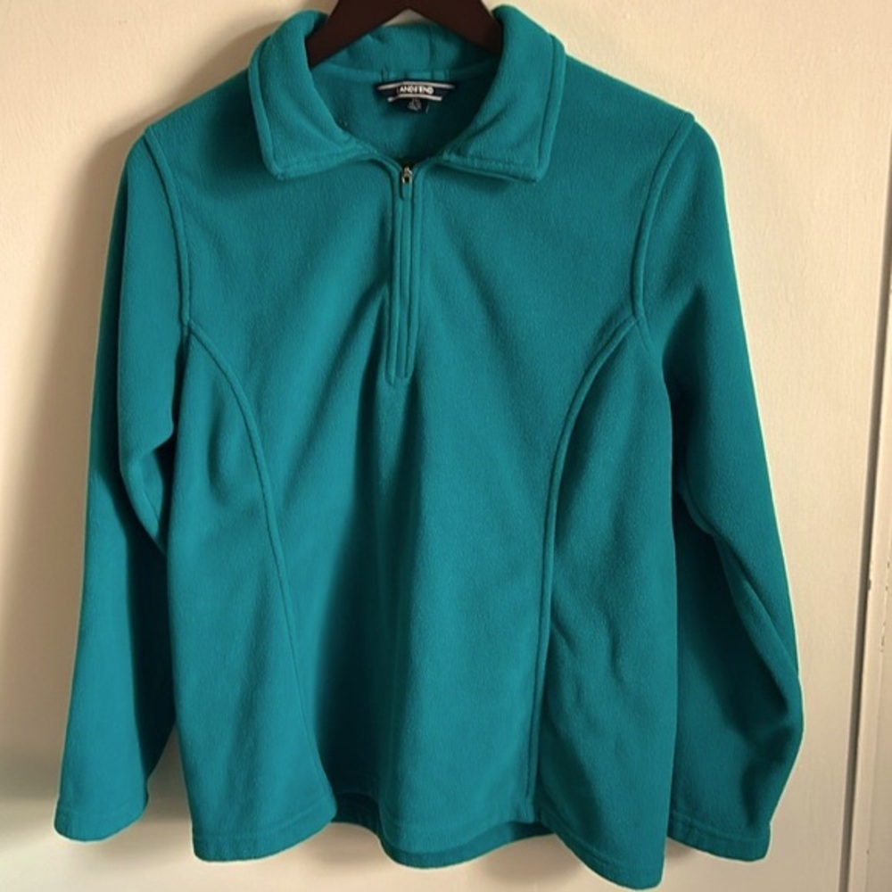 Land’s End Women’s Quarter Zip Pullover Long Sleeve Fleece Jacket - Picture 8 of 9